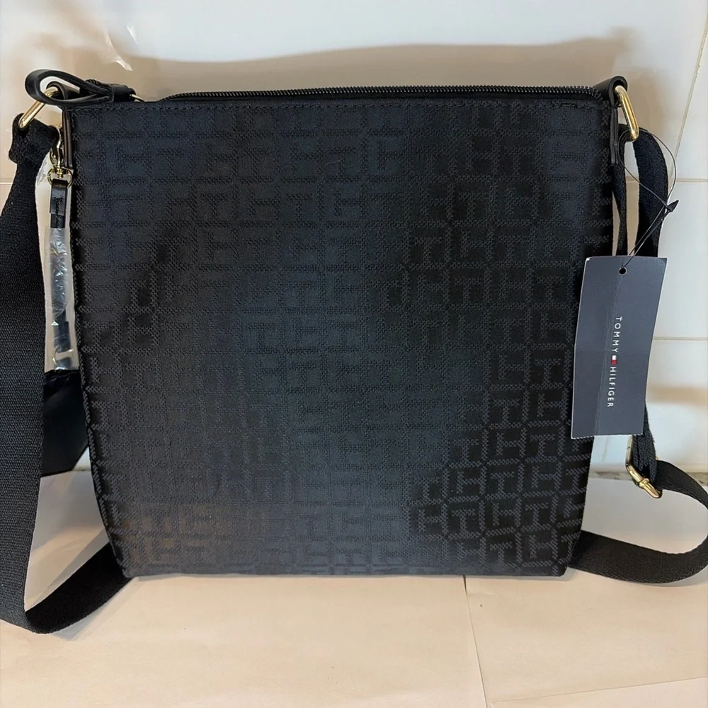 Tommy Hilfiger Black Logo Jacquard Crossbody Bag